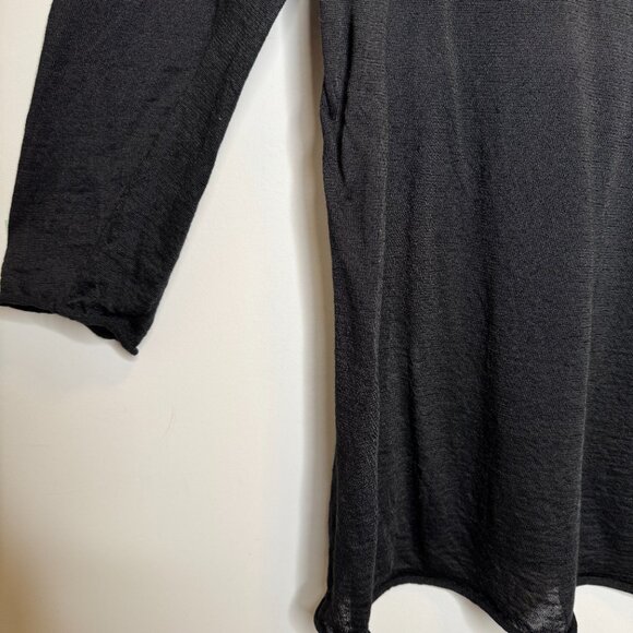 Eileen Fisher Black Italian Yarn Long Sheer Top Womens Plus 2X Linen Nylon Scoop - Picture 6 of 9